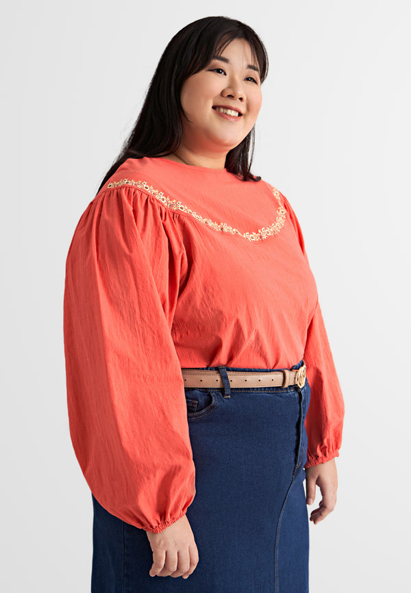 Lihua Embroidery Puff Sleeve Blouse