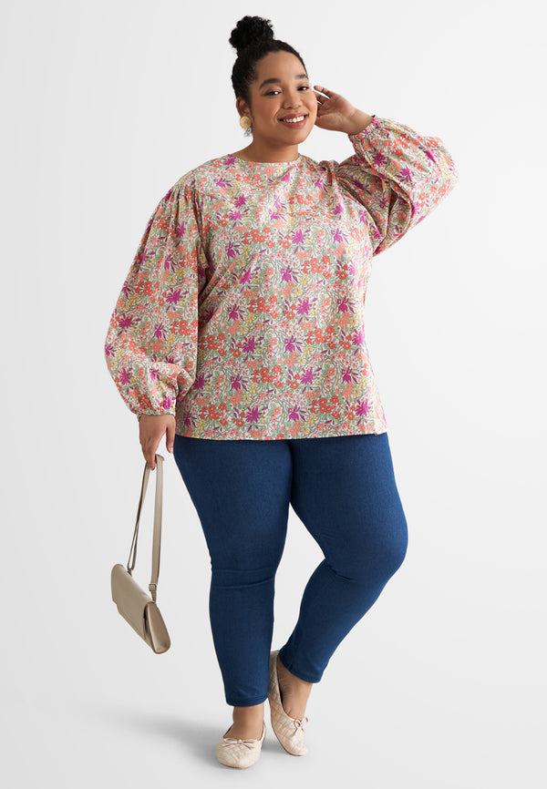 Ling Puff Sleeves Printed Blouse
