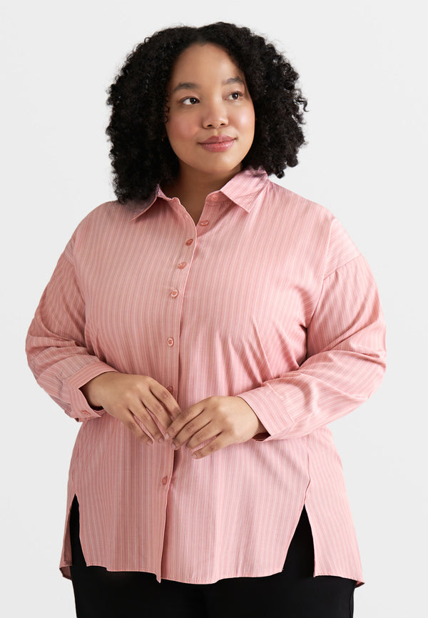 Mabel Front Slit Stripes Shirt