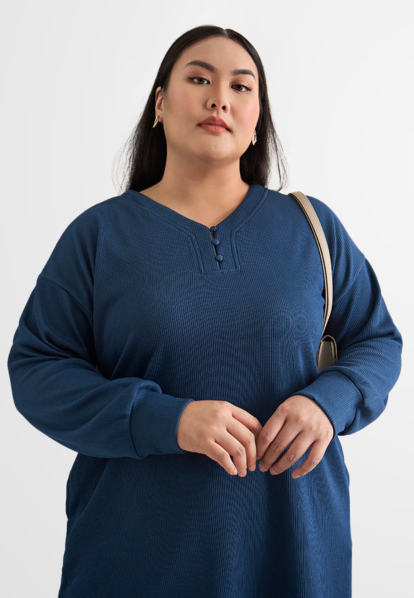 Shannon V-Neck Half Button Ribbed Top