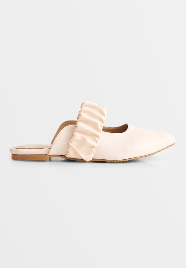 Trini Ruched Strap Pointed Slip On Flats