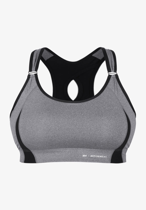 NWT RBX ACTIVE Sports Bra Gray Beige Race Back Straps Padded Size