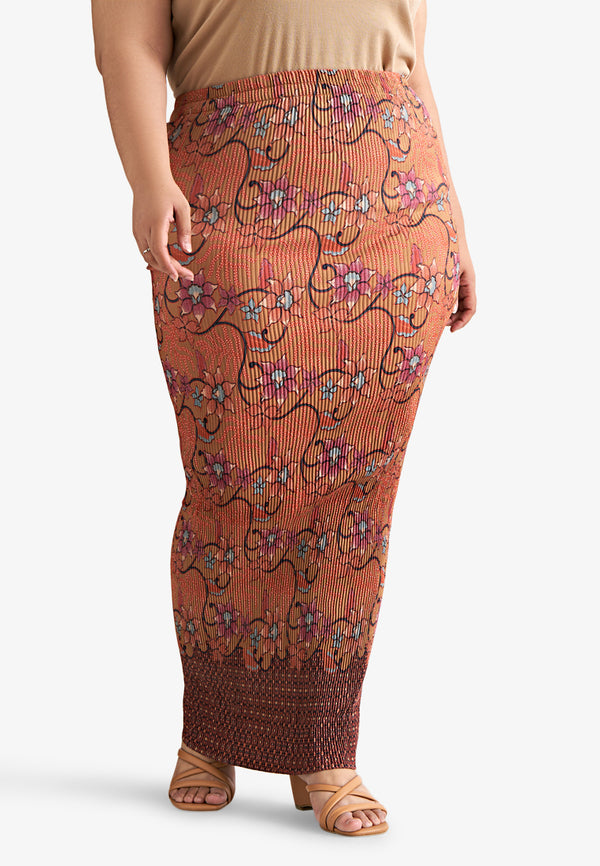 Baigum Pleated Printed Batik Skirt