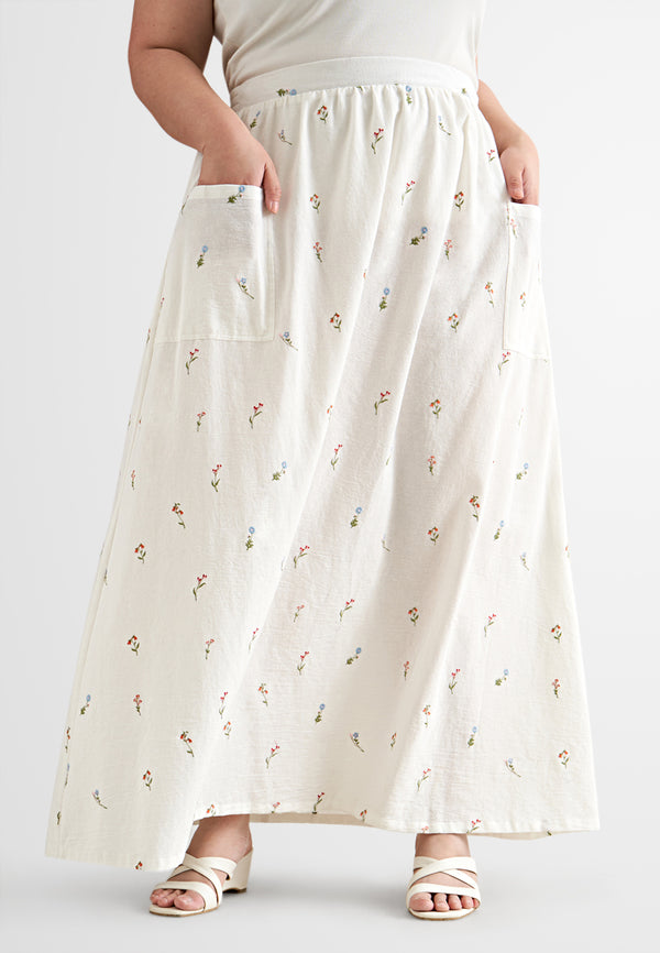 Sakura Bloom Cotton Pocket Flare Skirt