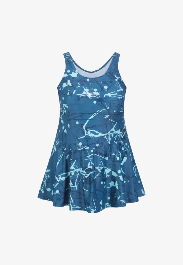 Soak Sleeveless Skirted Swimming Suit - Blue Splatter