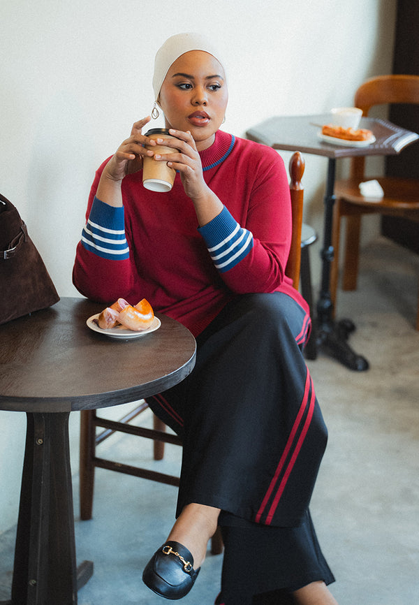 Anastelle Contrast Colour High Neck Knit Blouse