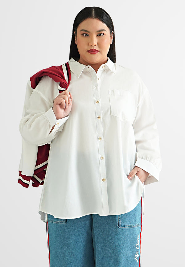 Aydan Varsity Cotton Basic Boxy Shirt