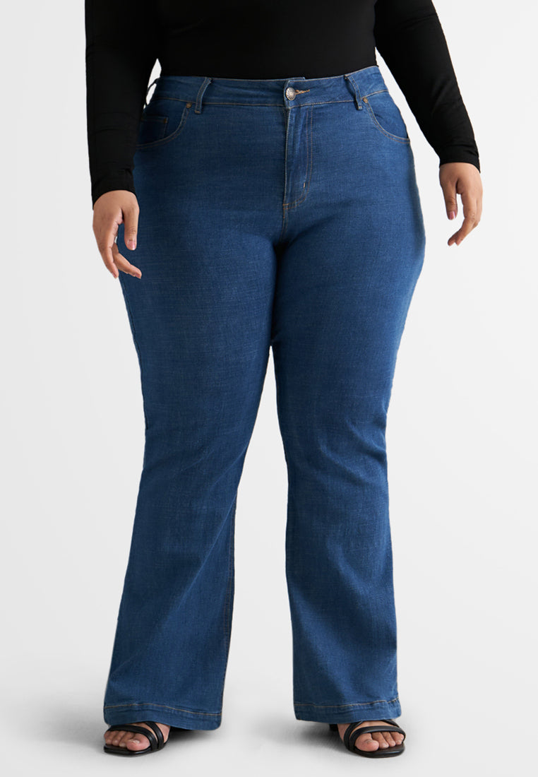 Bobbi Button & Zip Boot Cut Jeans - Dark Blue
