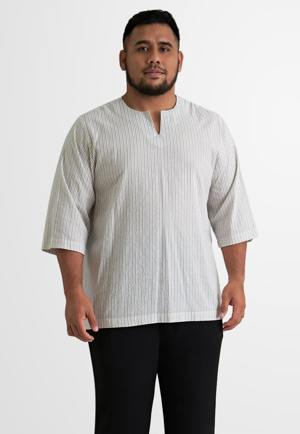 Budi Men's Relaxed Stripes 3/4 Sleeves Top