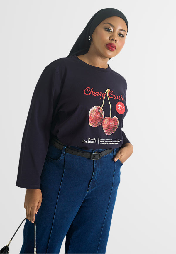 Cheryl Cherry Print Graphic Tee