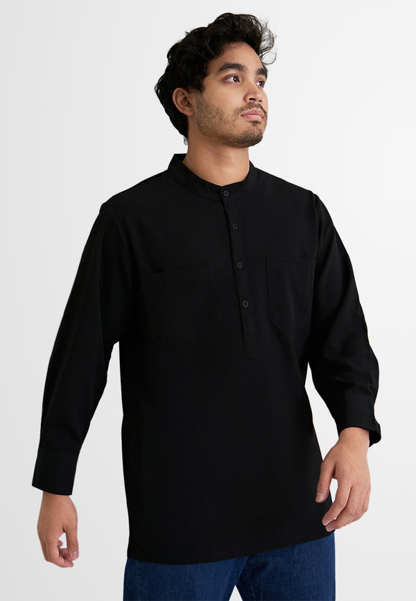 Damar Men's Mandarin Collar Half Button Shirt