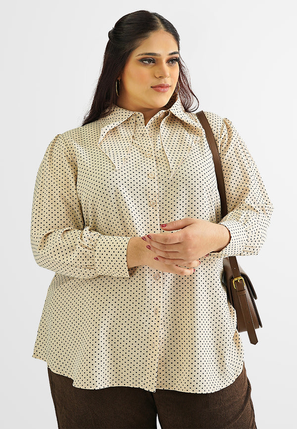 Diya Polka Dot Button Blouse