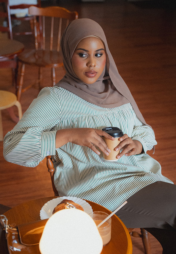 Drusilla Long Sleeve Woven Stripe Top