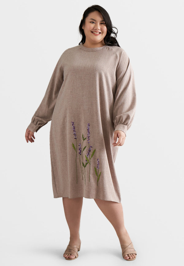 Esmeralda Lavender Embroidery Shift Dress