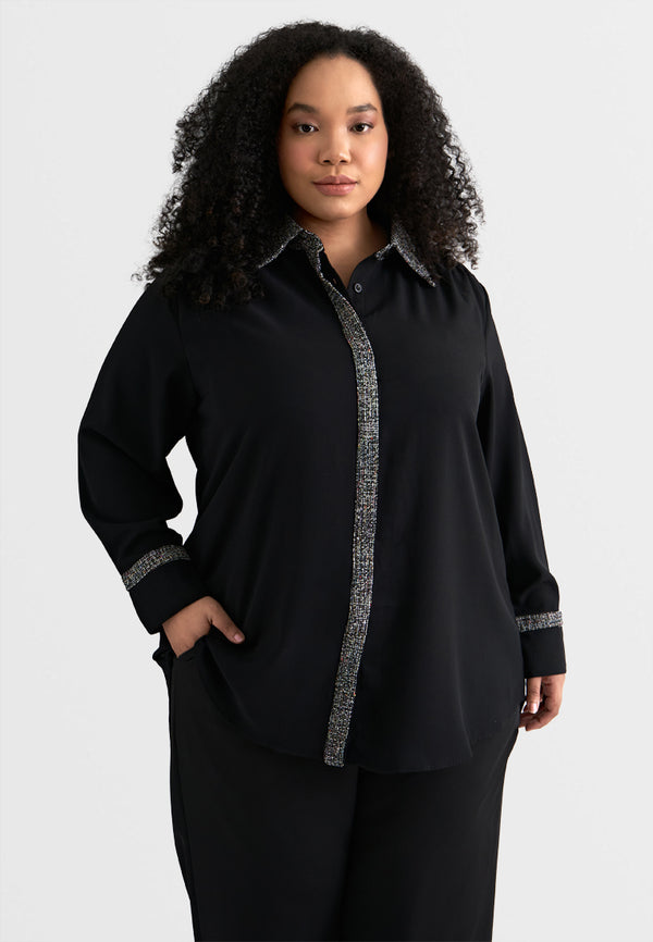 Eugenia Tweed Collar Hem Shirt