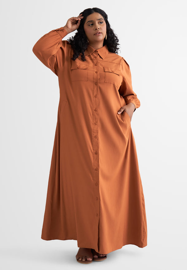 Giada Cargo Trench Button Dress