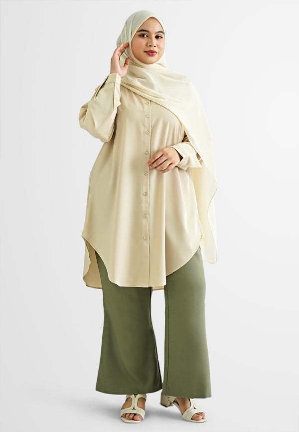 Gina Long Button Crepe Blouse