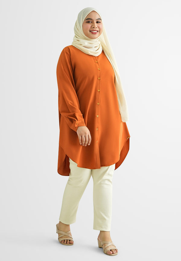 Gina Long Button Crepe Blouse