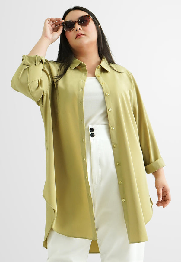 Gina Long Button Crepe Blouse