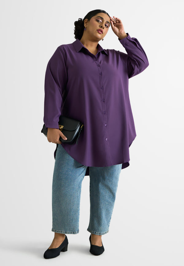 Gina Long Button Crepe Blouse (605202)