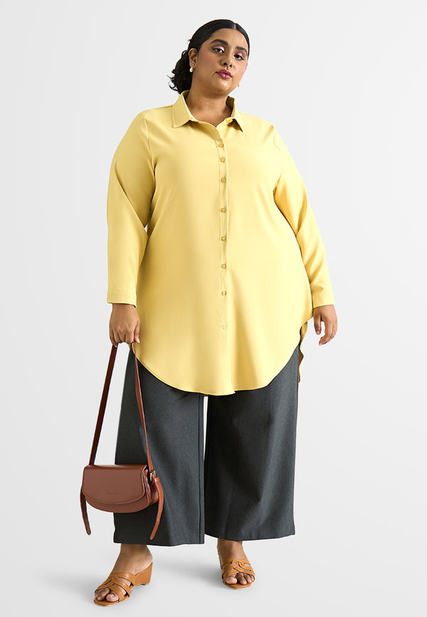 Gina Long Button Crepe Blouse (605202)