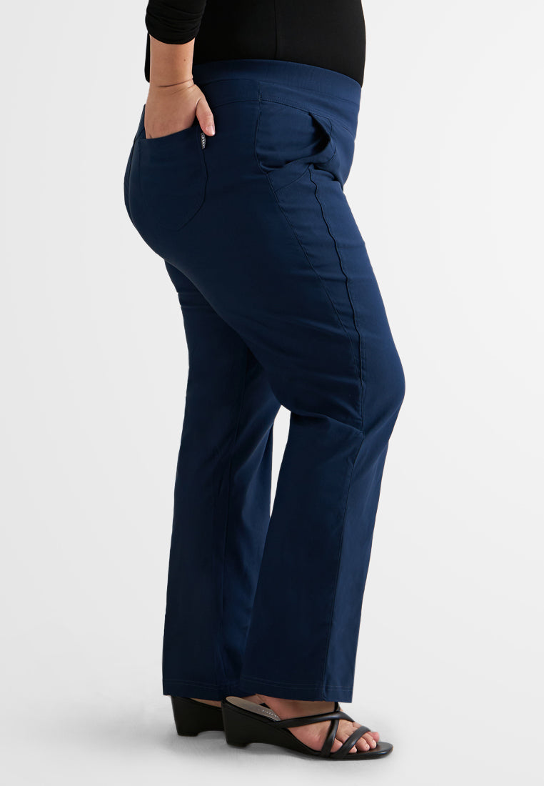 Gracie FLEXI Straight Cut Pants - Dark Blue