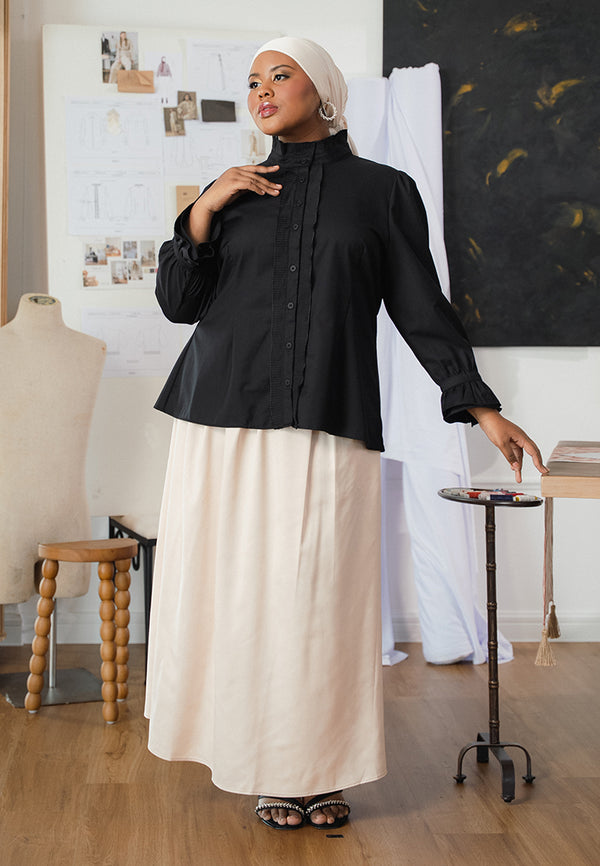 Hiliana Victorian Pleated Frills Blouse