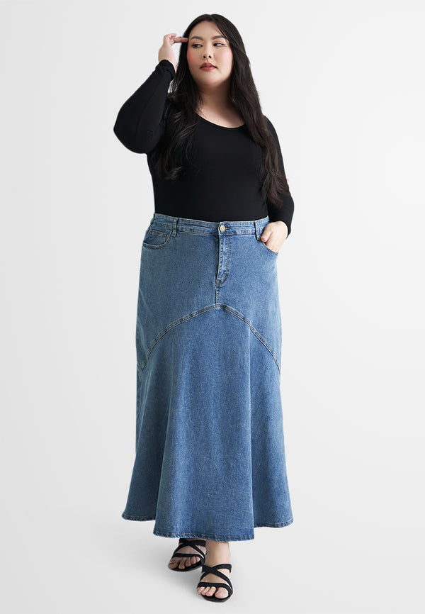 Imelda Denim Flowy A-Line Skirt