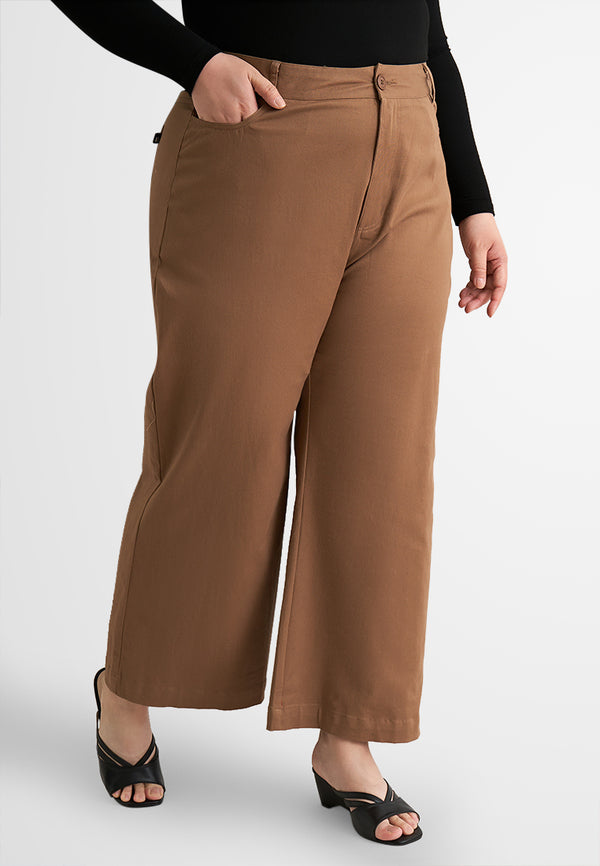 Jazz Soft Stretch Wide Leg Khaki Pants (904202)