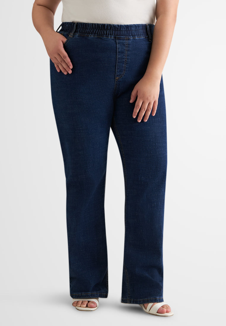Jenelle Ultra Stretch Straight Cut Jeans - Dark Blue