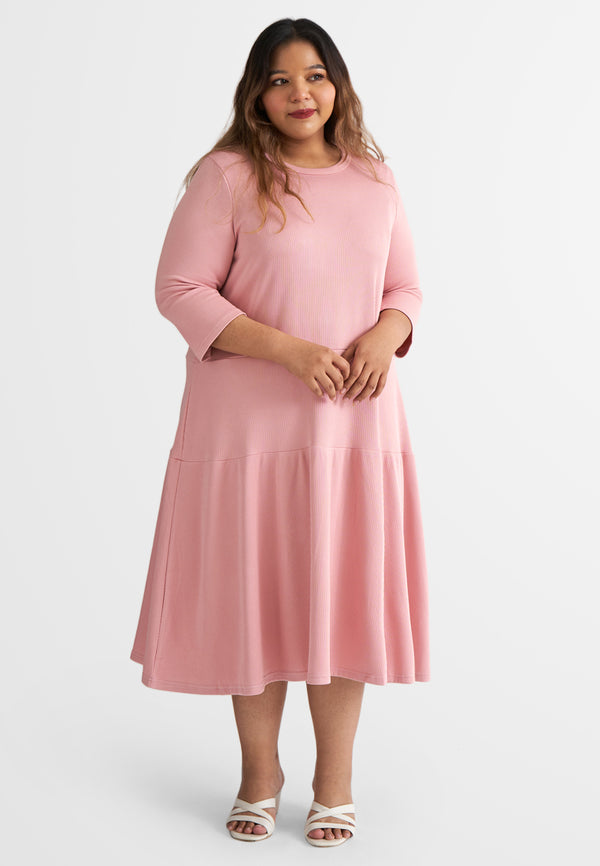 Joanna Ribbed Tier Patch A-Line Dress