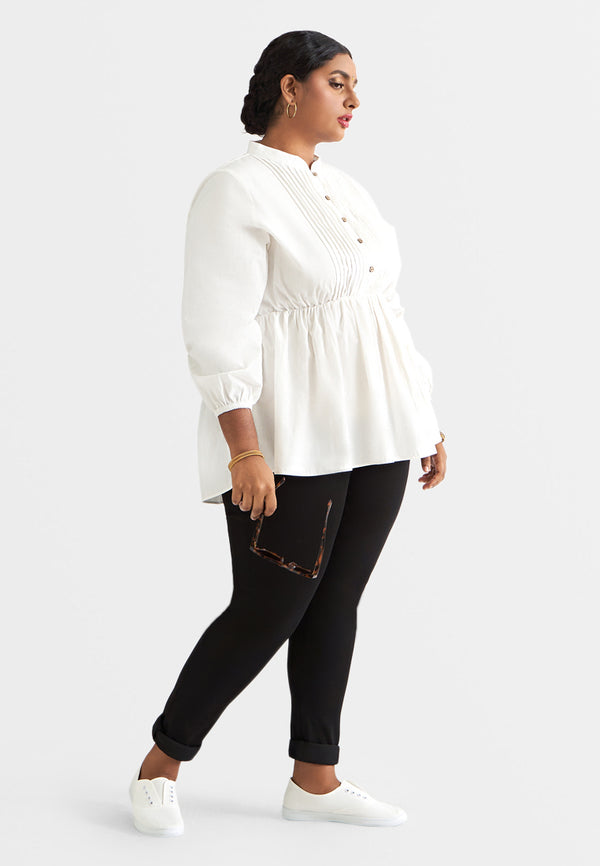 Kala Elegant Elastic Waist Peplum Blouse