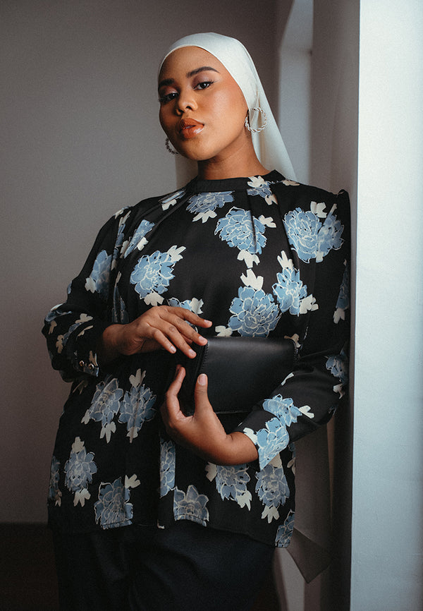 Mika Printed Satin High Neck Blouse