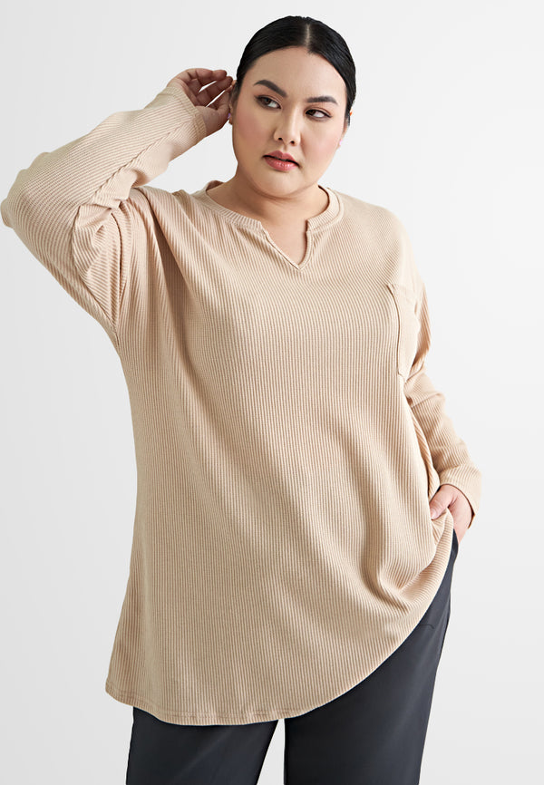 Miki Textured Waffle Minimalist Top