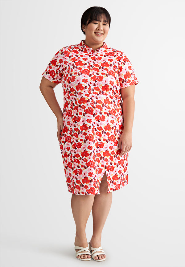 Mingxia Floral Scuba Cheongsam Dress