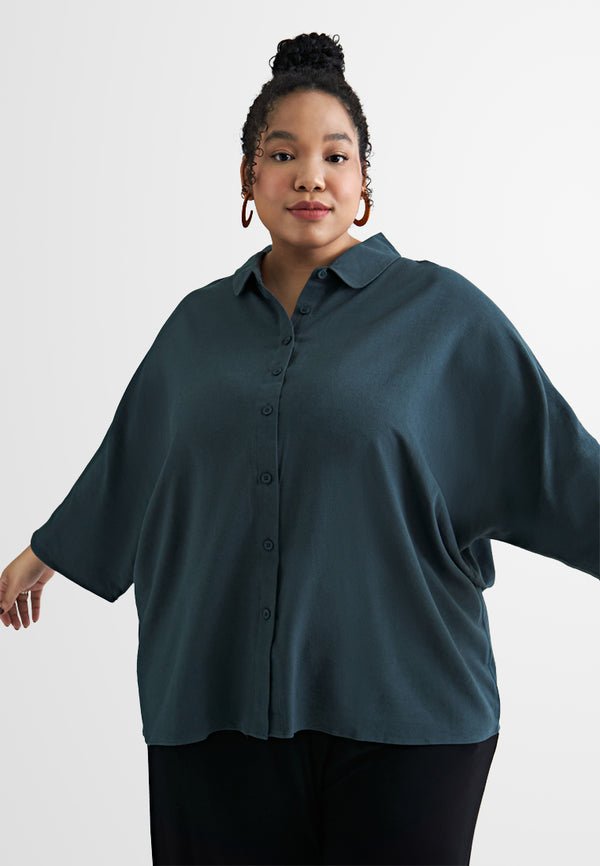 Natasia Linen Batwing 3/4 Sleeve Shirt