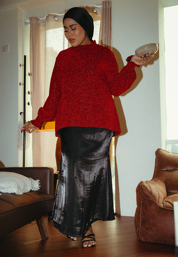 Niva Party Smock Sleeves Glitter Top