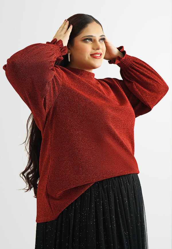 Niva Party Smock Sleeves Glitter Top