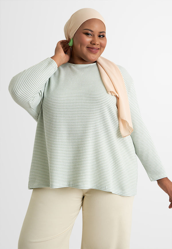 Novella Stripe Long Sleeve Ribbed Top