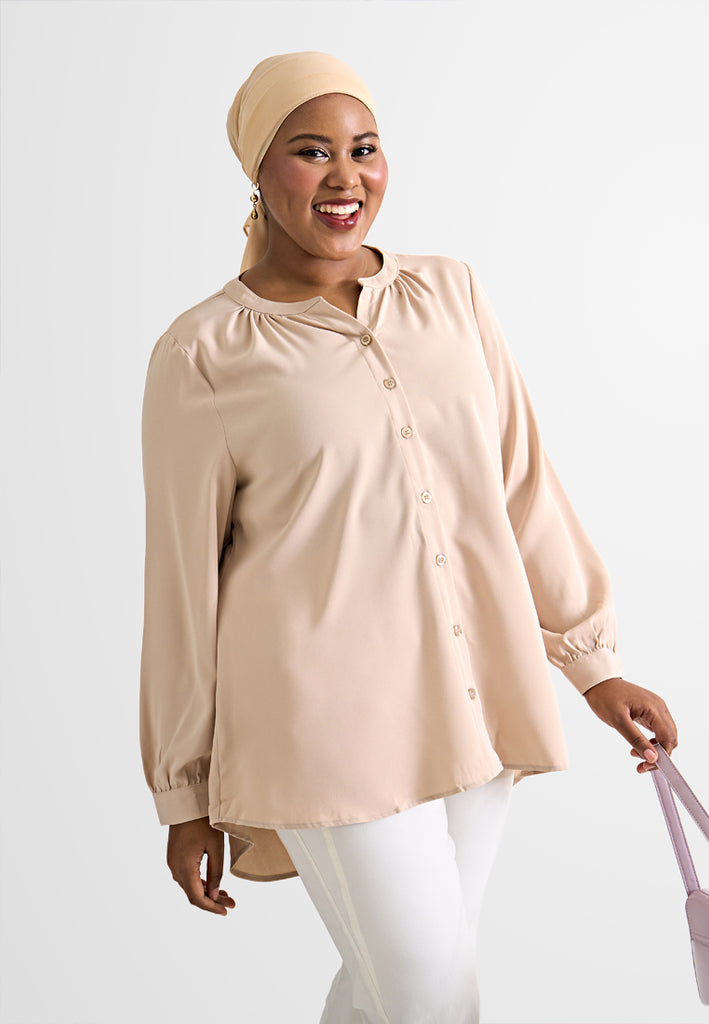 Pammy Gathered Collar Button Blouse (106202) – Mis Claire