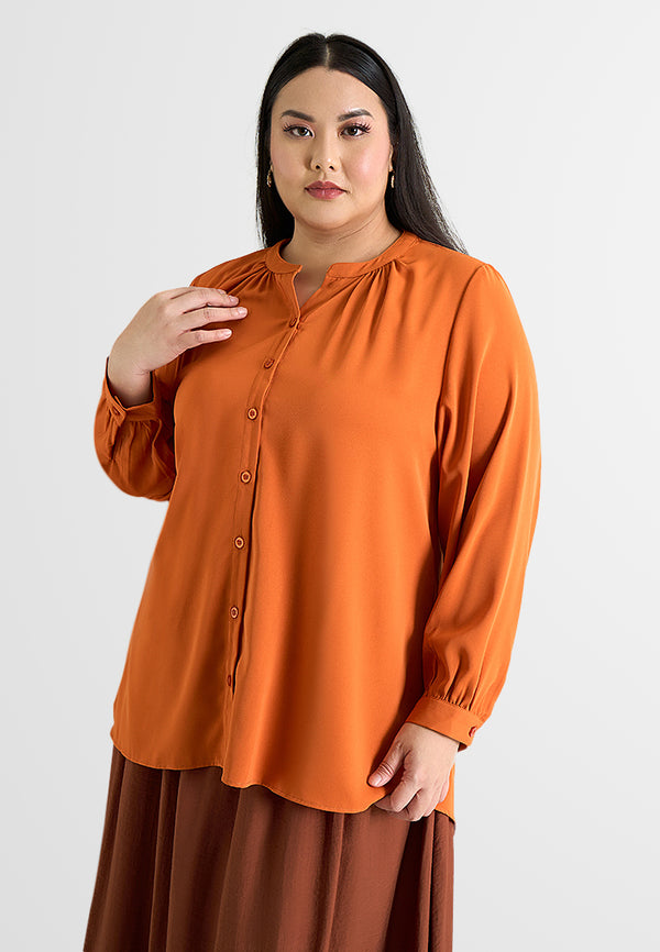 Pammy Gathered Collar Button Blouse