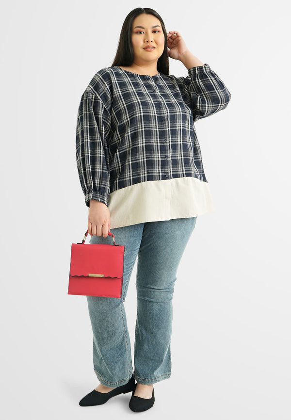 Petronia Plaid Fake Layer Preppy Style