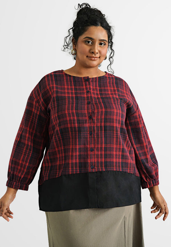 Petronia Plaid Fake Layer Preppy Style