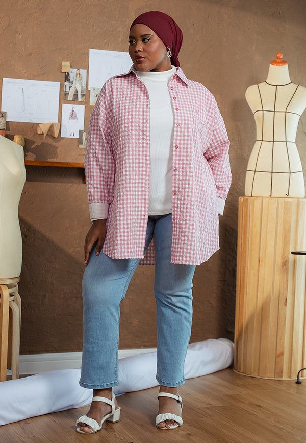 Pricilla Crinkle Cotton Gingham Shirt