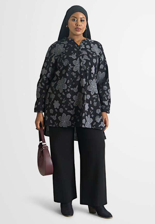 Rawiya Ethnic Print Linen Tunic Top