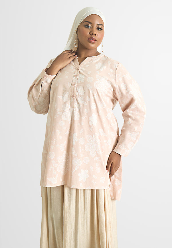 Rawiya Ethnic Print Linen Tunic Top