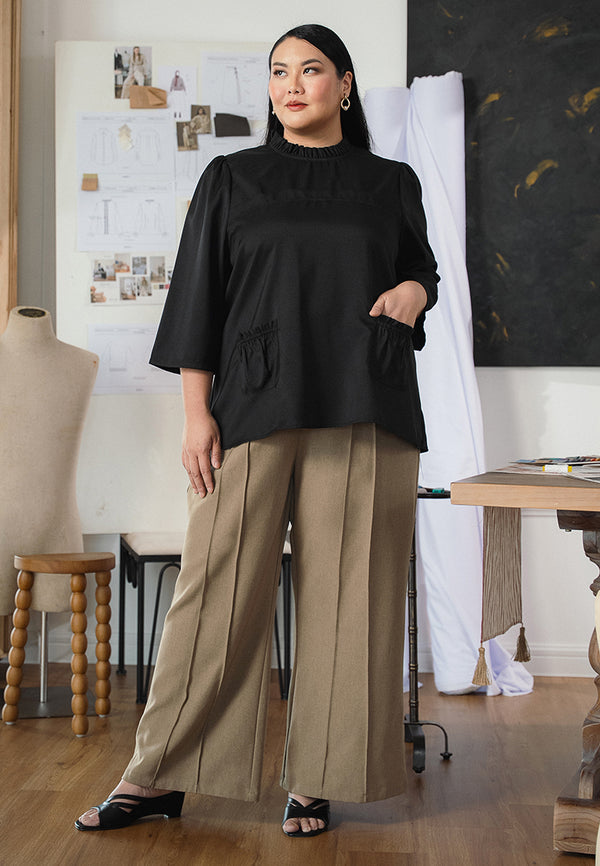 Razzi Quarter Sleeve Frill Blouse