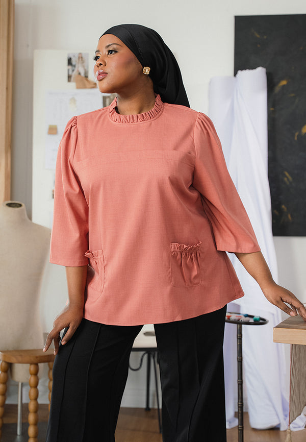 Razzi Quarter Sleeve Frill Blouse