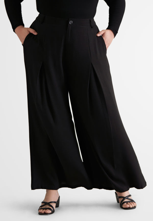 Saba Elegant Front Pleat Wide Leg Pants