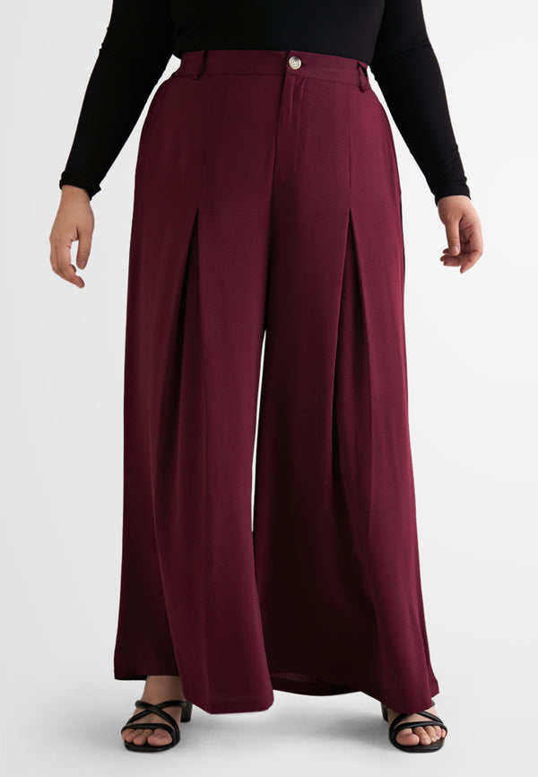 Saba Elegant Front Pleat Wide Leg Pants